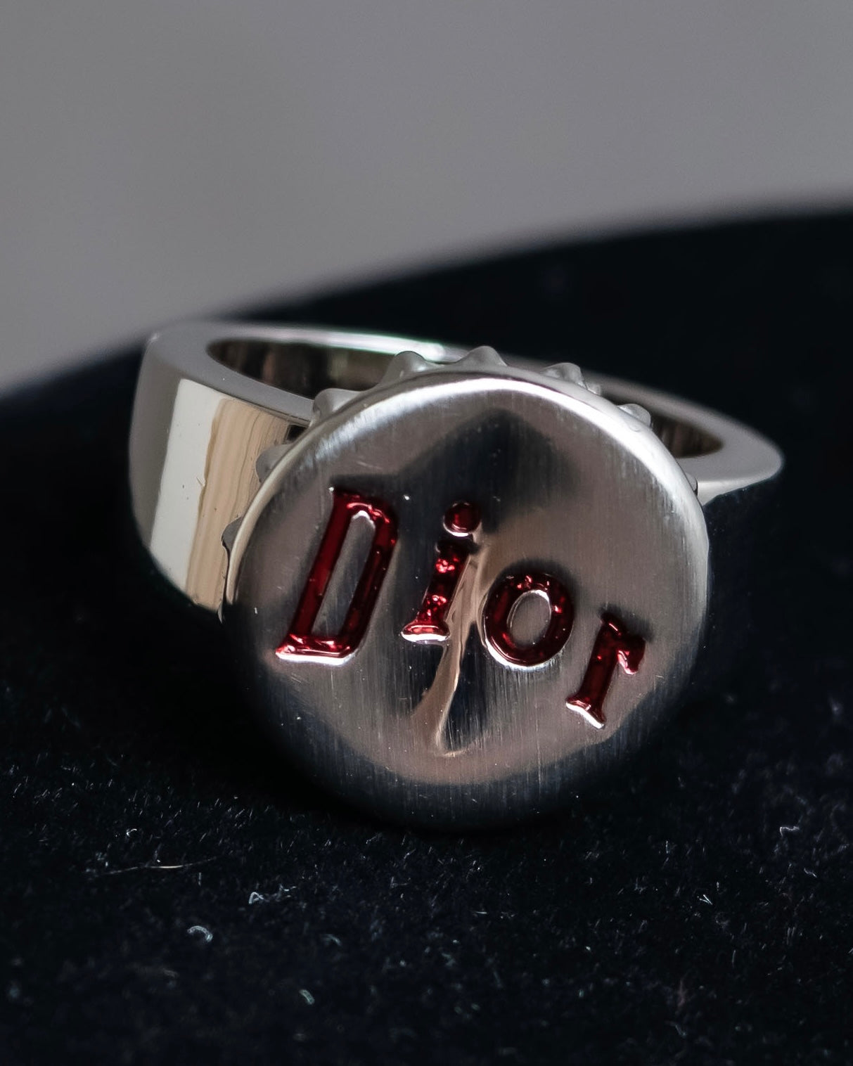 "Christian Dior" Logo lettering engraved silver ring
