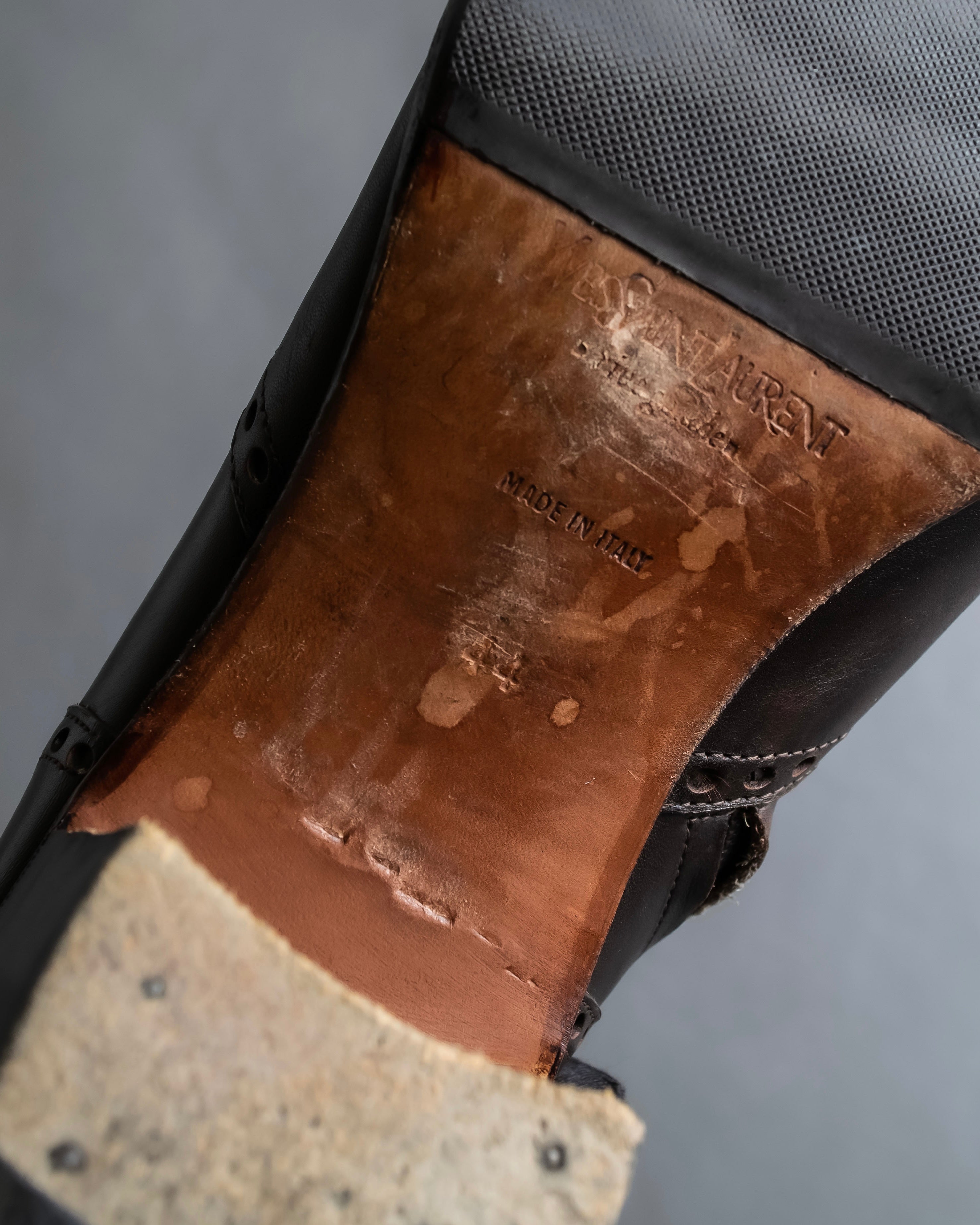 "YVES SAINT LAURENT" Medallion-embellished square heel boots