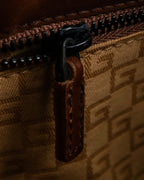 "GUCCI" Horizontally shaped cord-wrapped handle leather bag