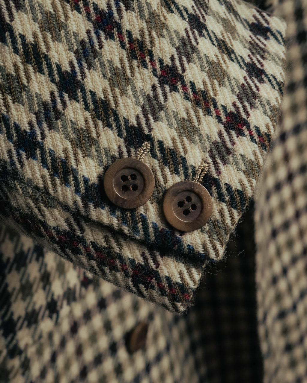 "GUCCI" 80's-early 90's Checked wool cashmere double-breasted jacket