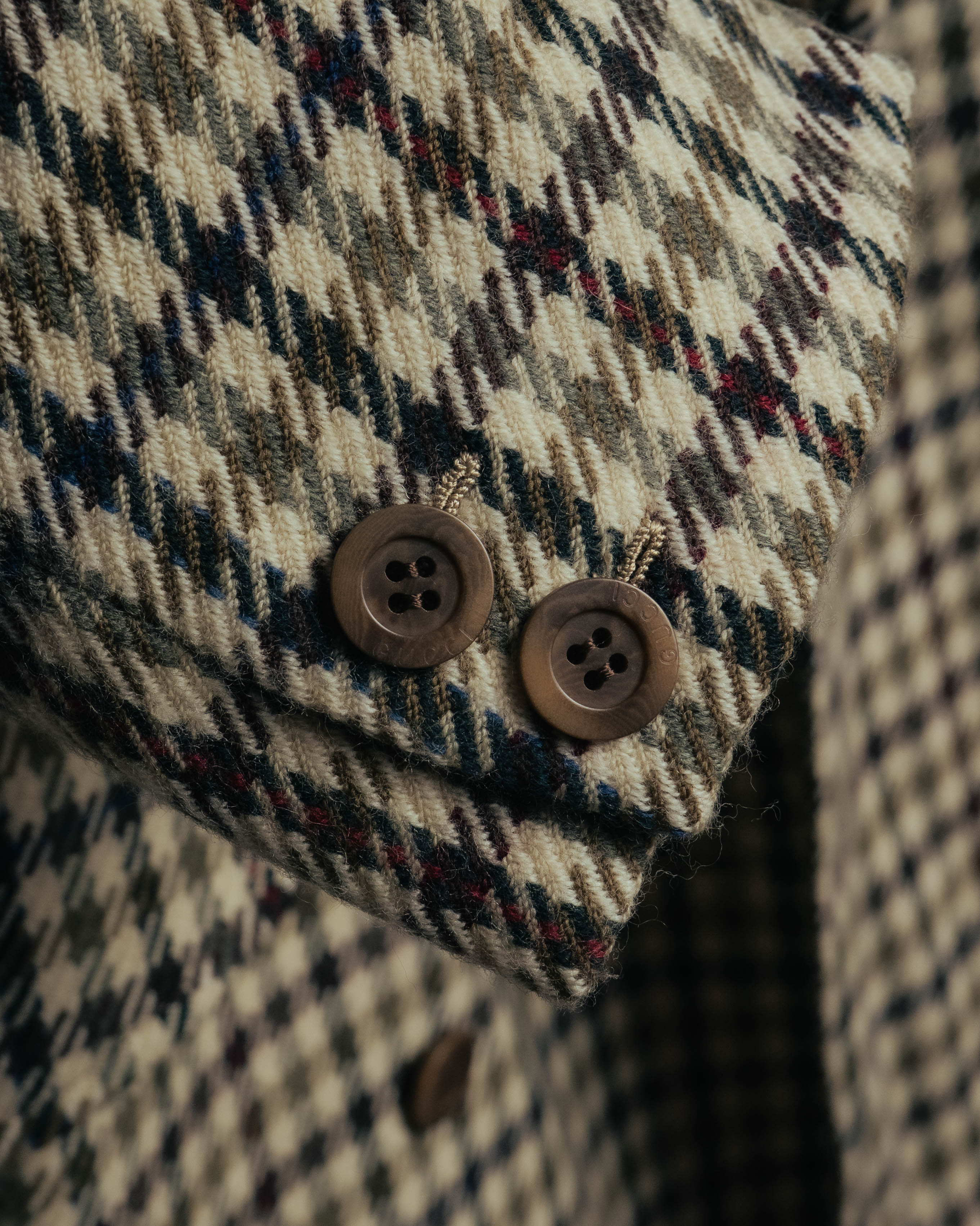 "GUCCI" 80's-early 90's Checked wool cashmere double-breasted jacket