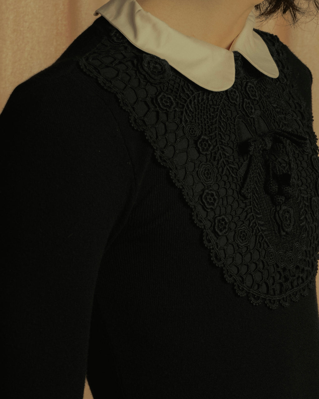 "RED VALENTINO" Lace bib knit tunic dress