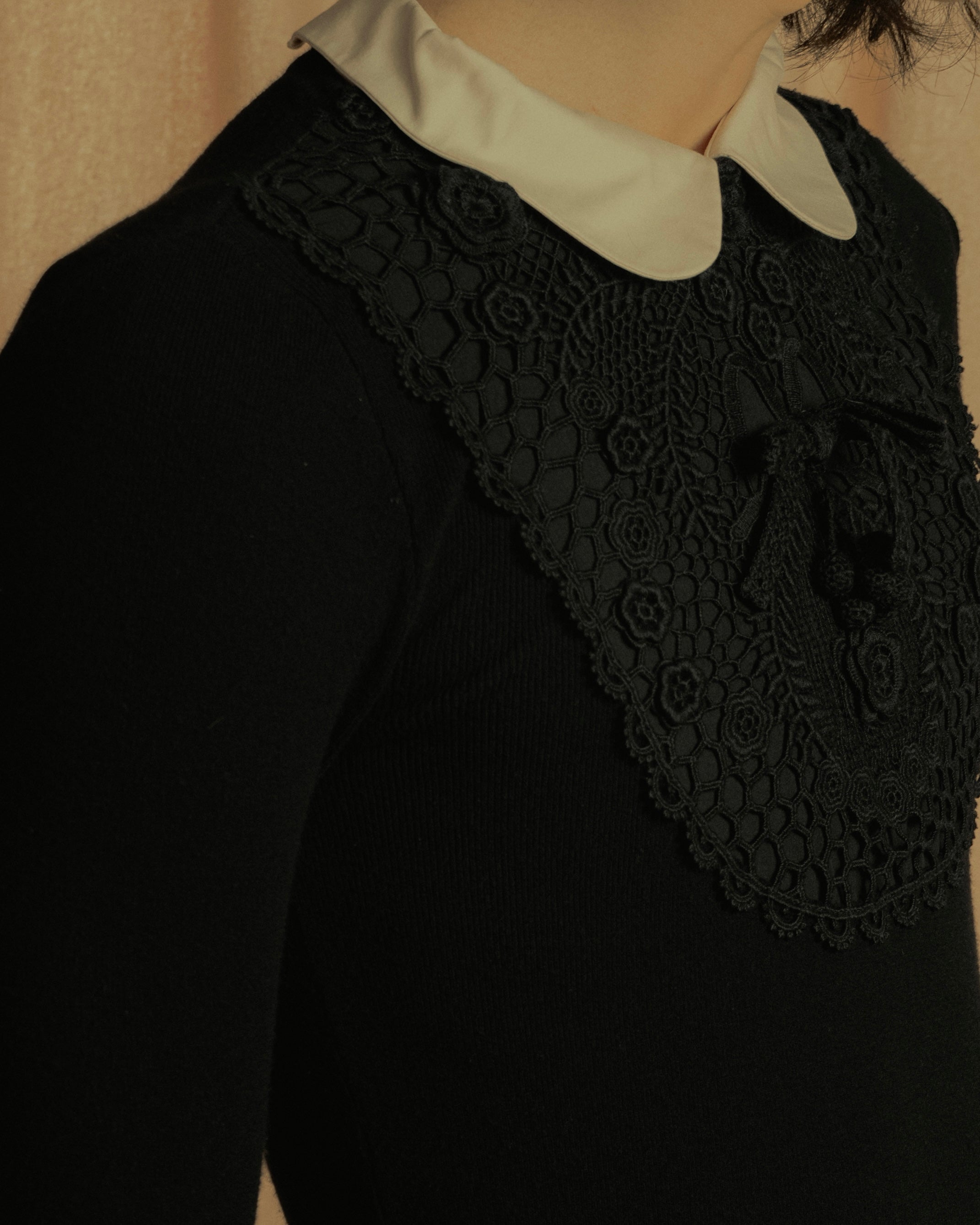 "RED VALENTINO" Lace bib knit tunic dress