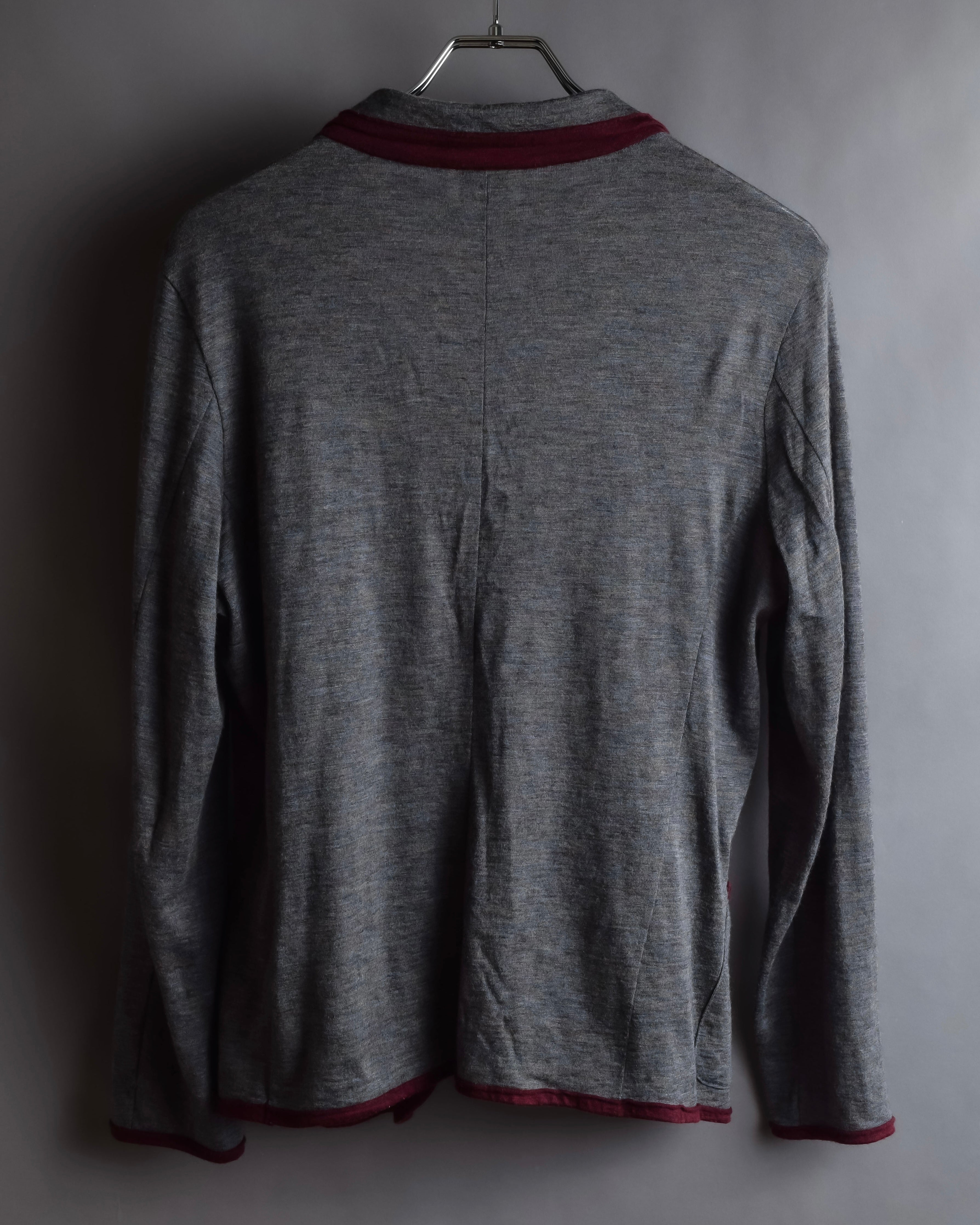 "Vivienne Westwood MAN" Bordeaux piping design draped tailored jacket