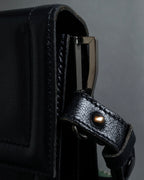 "YVES SAINT LAURENT" Straight ridge design square forum leather bag