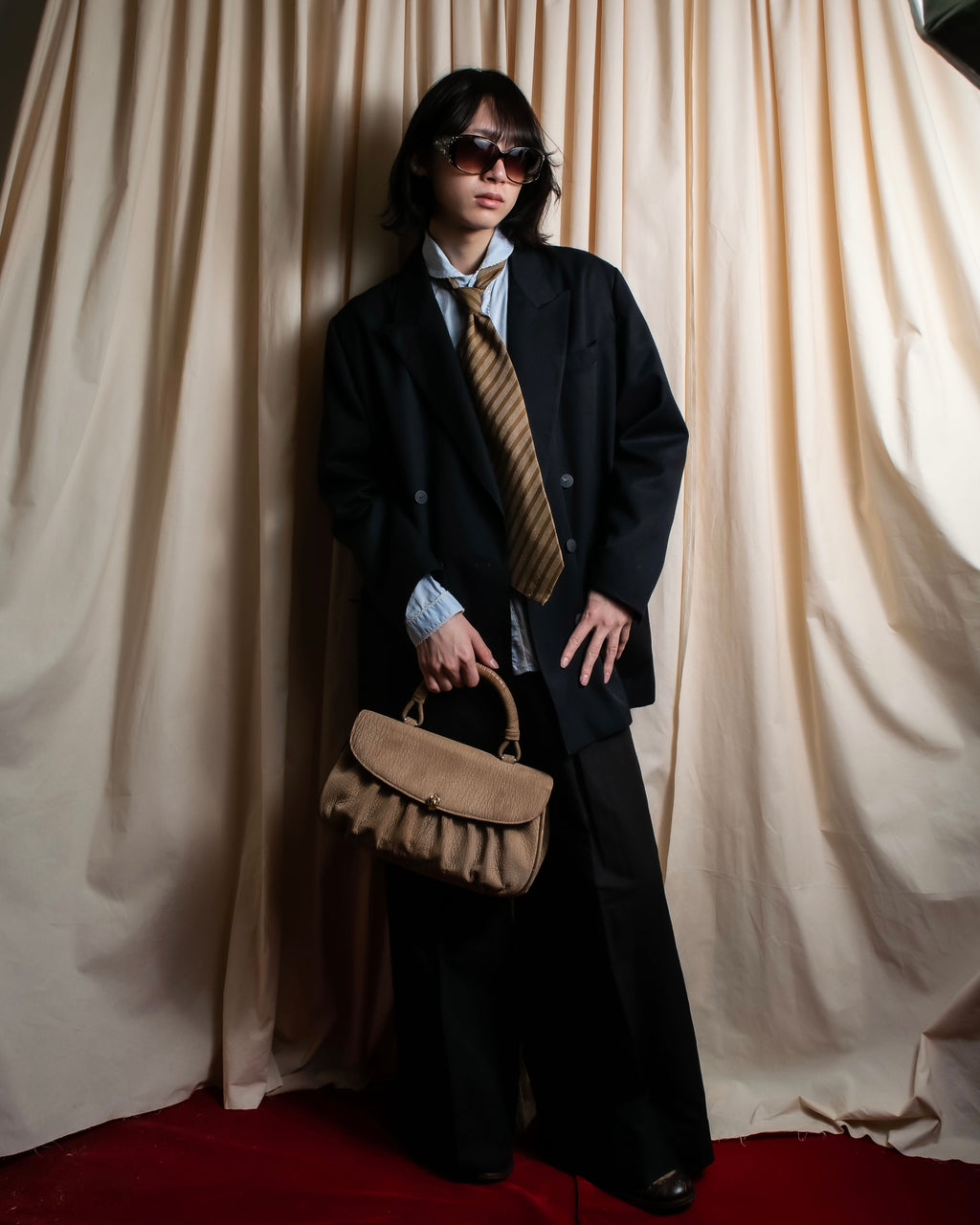 "GIORGIO ARMANI" Diagonal stripe woven silk necktie