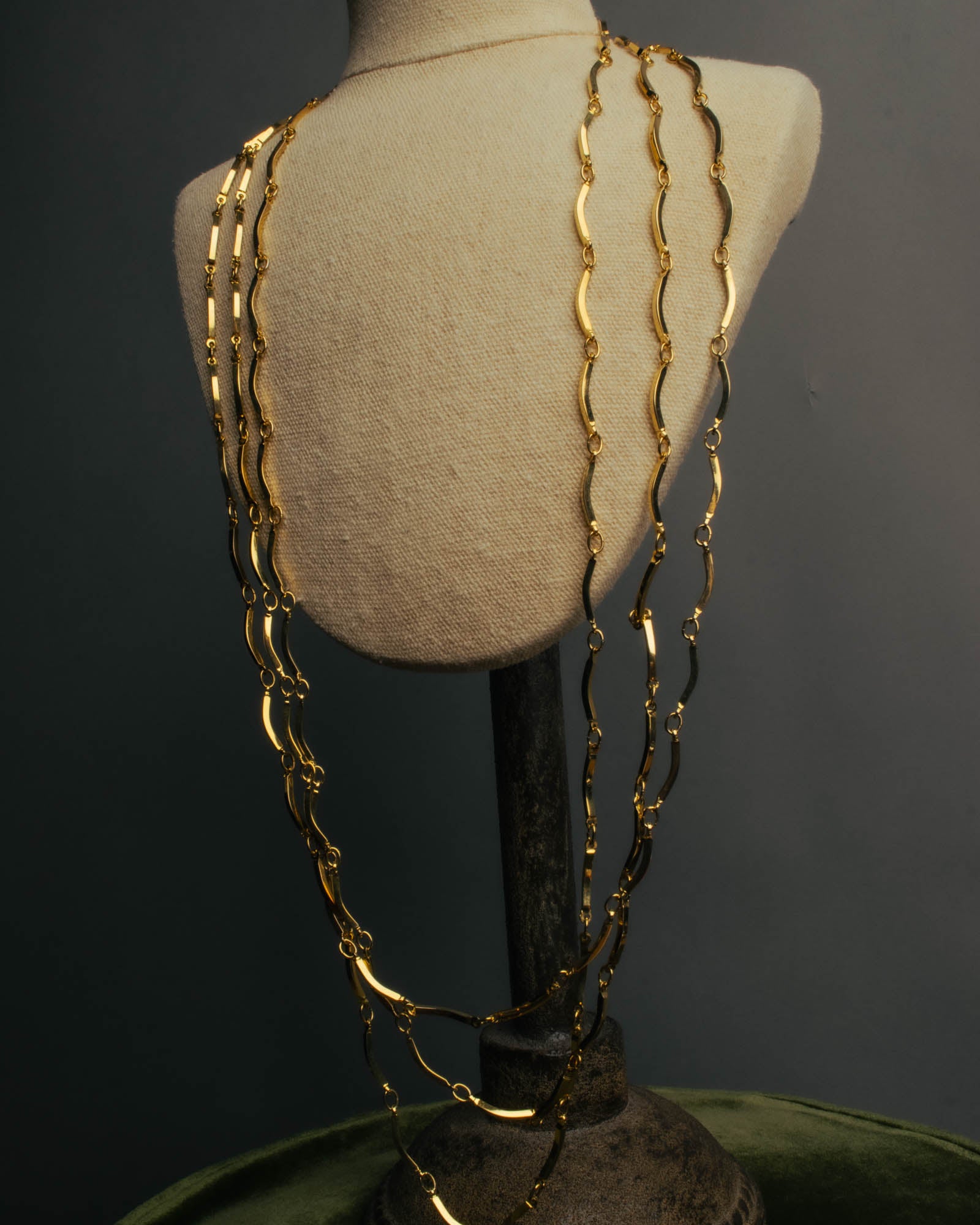 "Yves Saint Laurent" 80's-90's Gold tone multi chain necklace