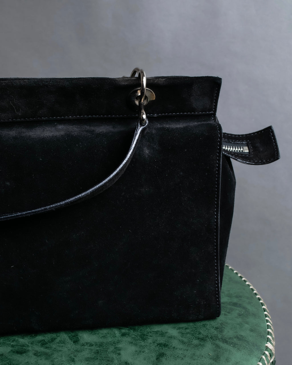 "CELINE" Horizontal form suede one-handle bag