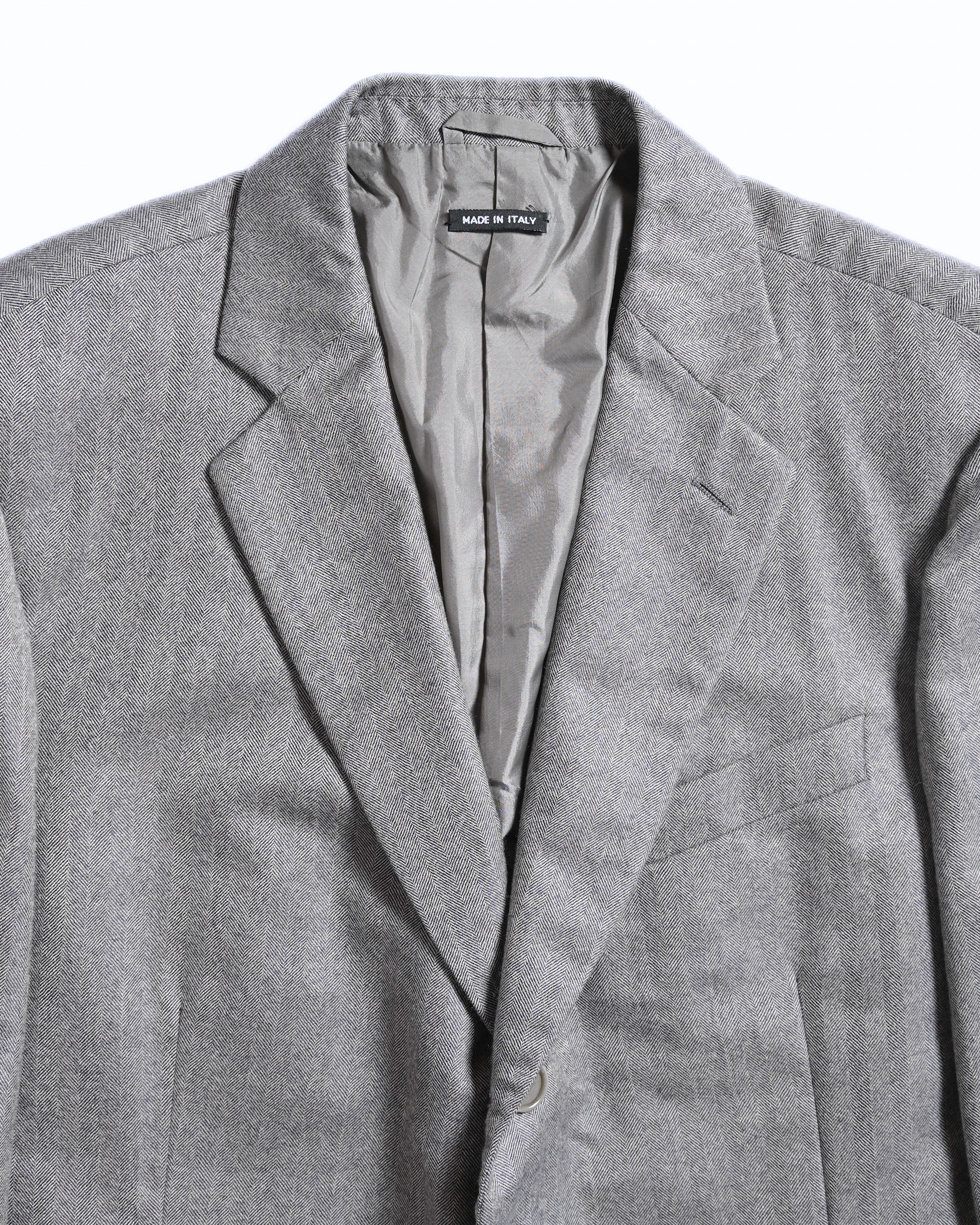 GIORGIO ARMANI/ Pure Cashmere Herringbone Oversized Tailored Jacket Gray