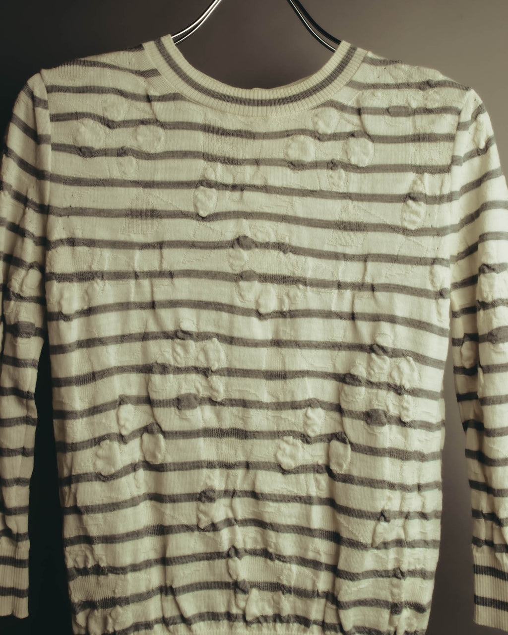 "tao COMME des GARÇONS" 10's Textured striped wool knit cardigan