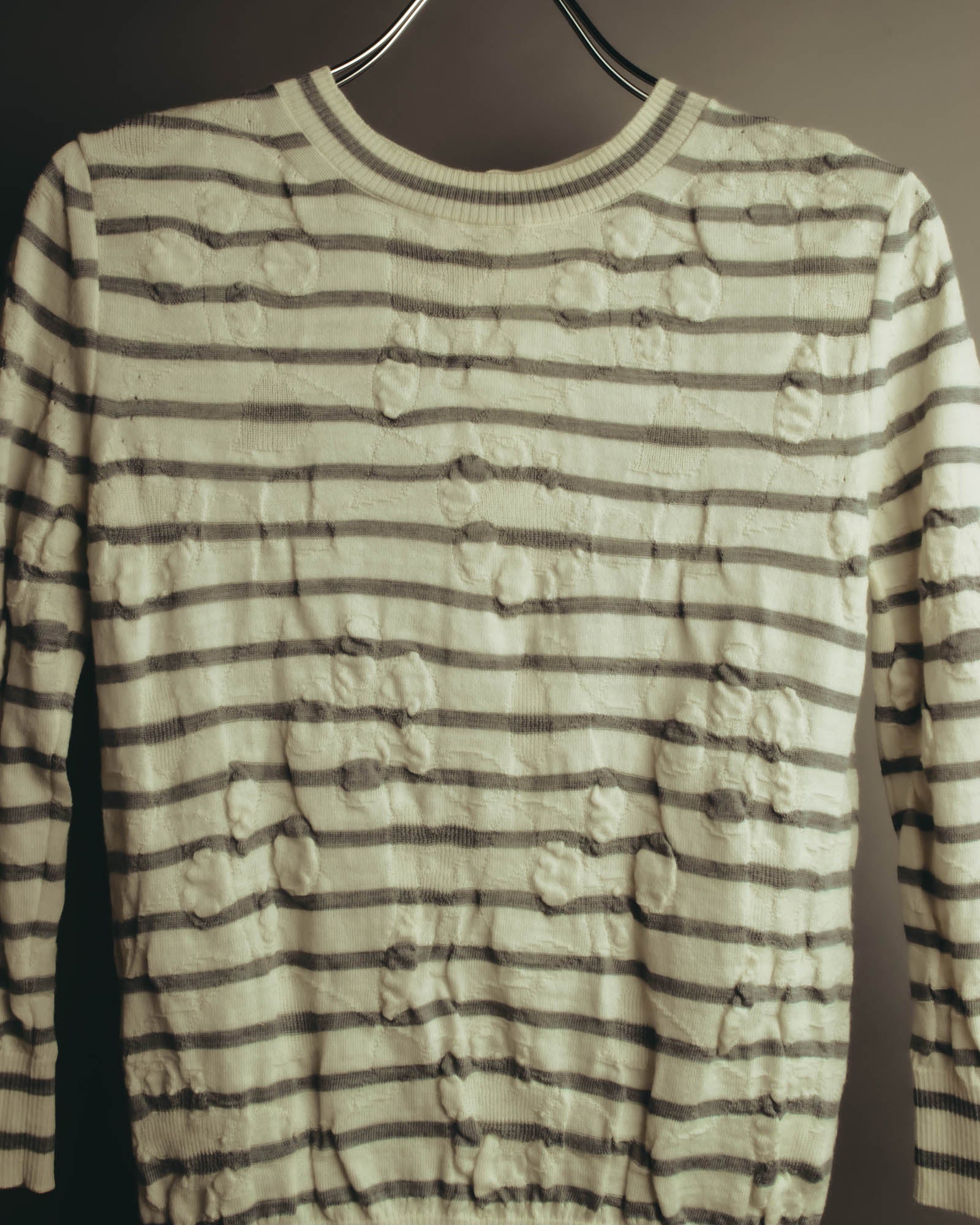 "tao COMME des GARÇONS" 10's Textured striped wool knit cardigan
