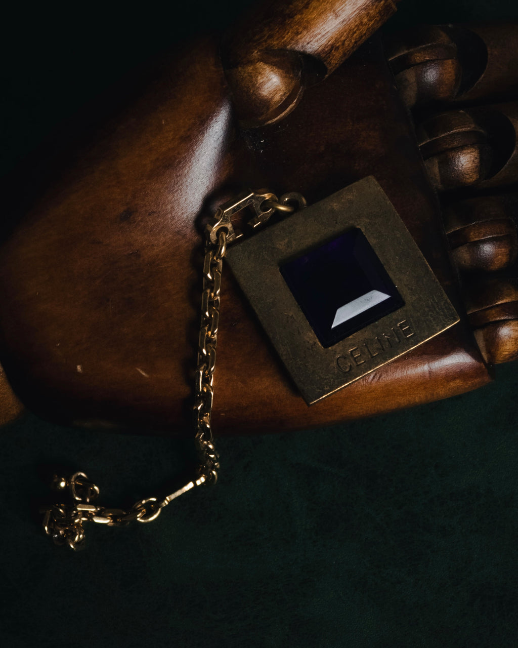 "CELINE" 80’s-90’s square stone pendant charm