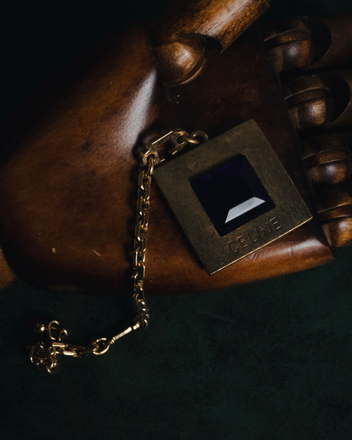 "CELINE" 80’s-90’s square stone pendant charm