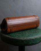 "BURBERRYS" Horizontally shaped brown leather one-handle bag