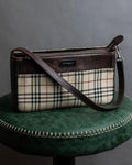 "BURBERRY" Nova check pattern leather combination shoulder bag