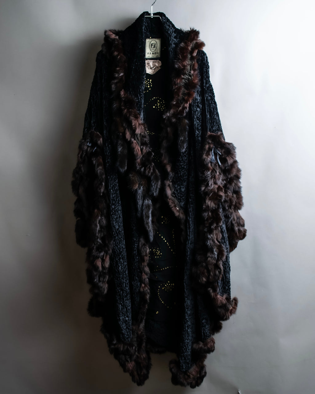 "FENDI" 1970's oversized astrakhan fur coat