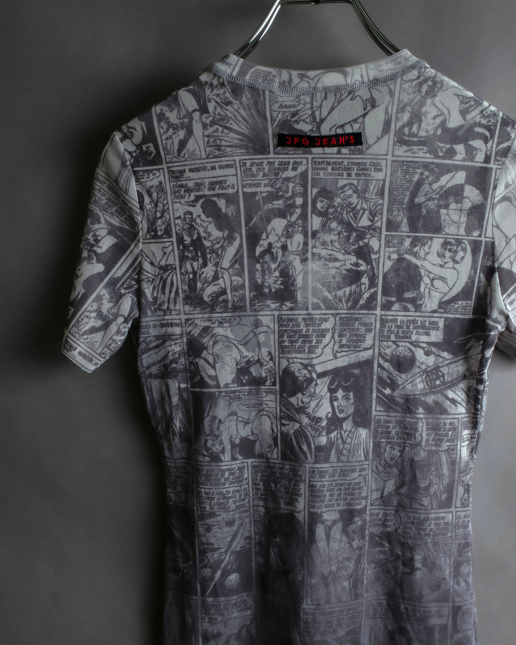 "JEAN PAUL GAULTIER JEANS" American comic book motif sheer short length pullover