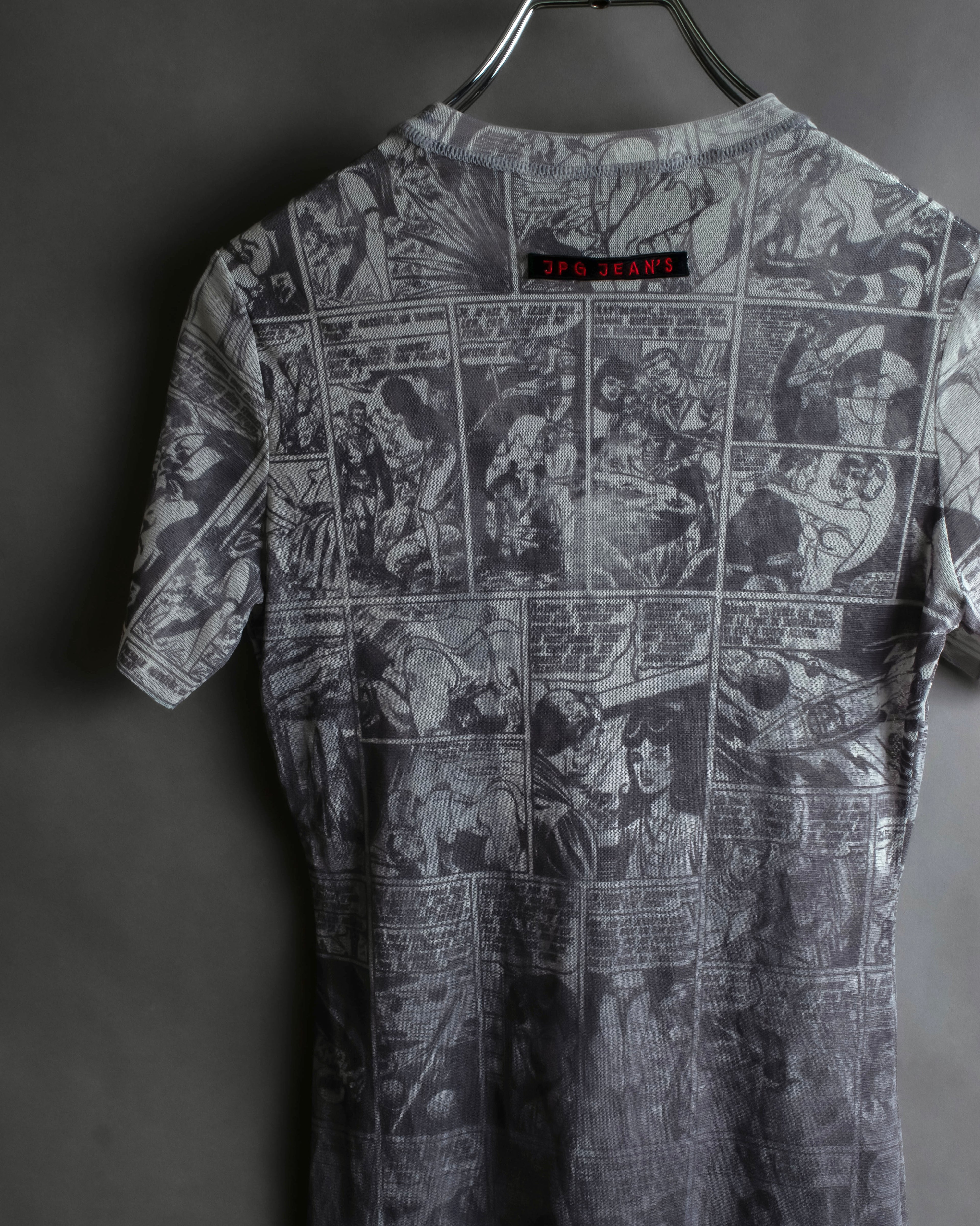 "JEAN PAUL GAULTIER JEANS" American comic book motif sheer short length pullover