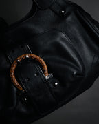 “Salvatore Ferragamo” 90’s-00’s wicker gancini leather handbag