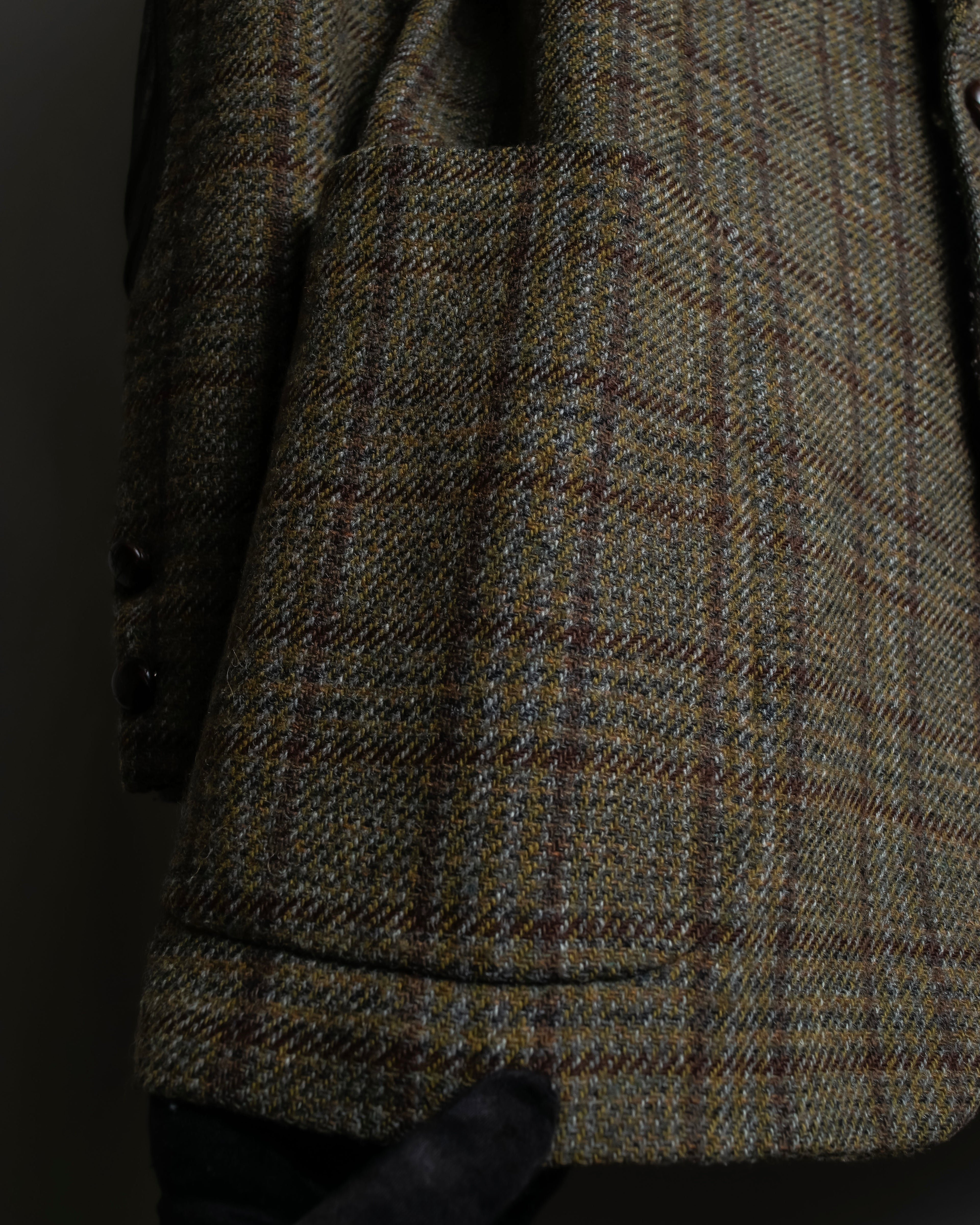 "BURBERRYS" Elbow patch design gun club check tweed jacket