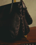 “BOTTEGA VENETA” 10’s Iridescent calfskin intrecciato trim crossbody bag