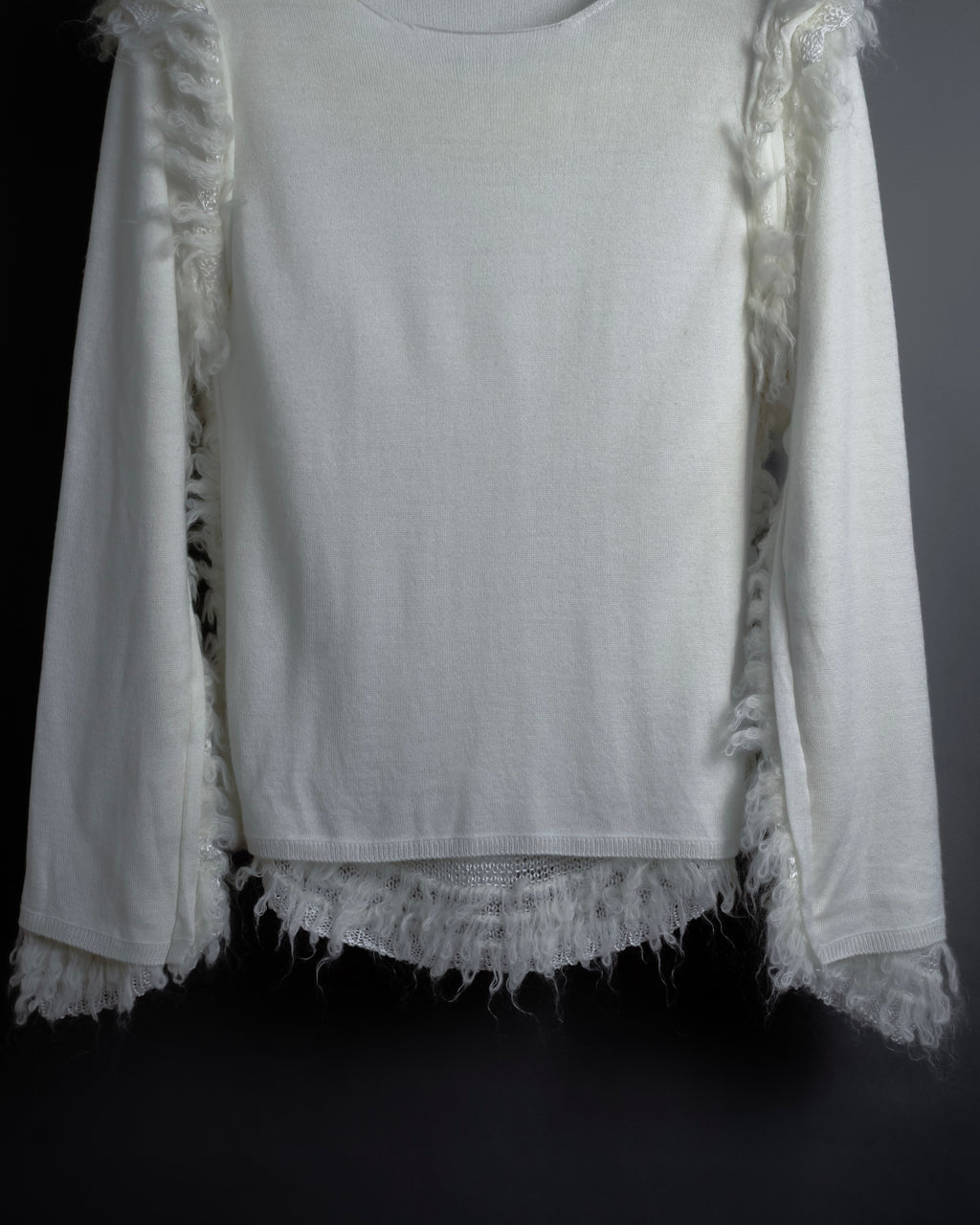 "COMME des GARCONS" 18AW layered mesh design fringe thick knit