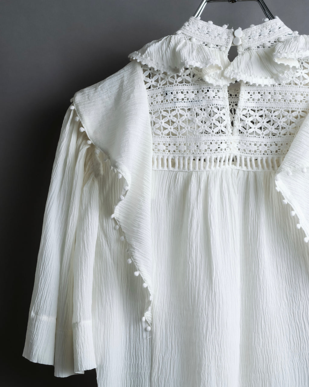 "ISABEL MARANT" Lace knit frill docking sheer blouse