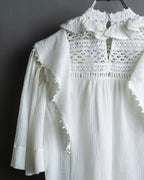 "ISABEL MARANT" Lace knit frill docking sheer blouse