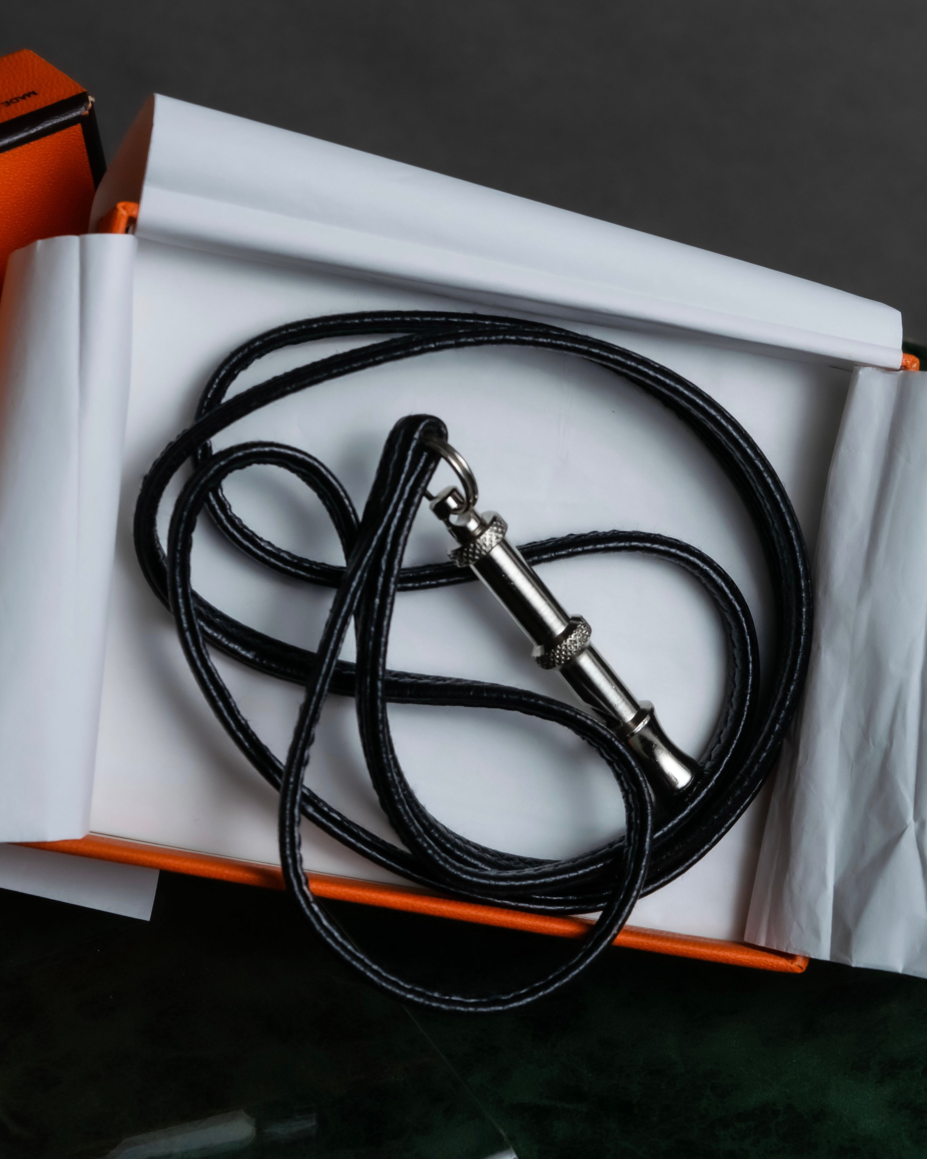 "HERMES" Le Sifflet à Ultrason series whistle motif leather necklace