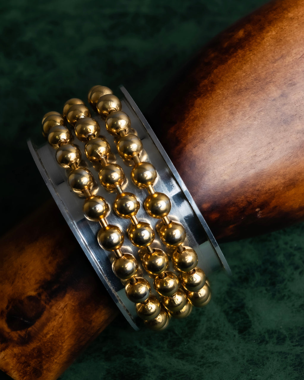 "MAISON MARGIELA" 10AW sphere design silver & gold combination bangle