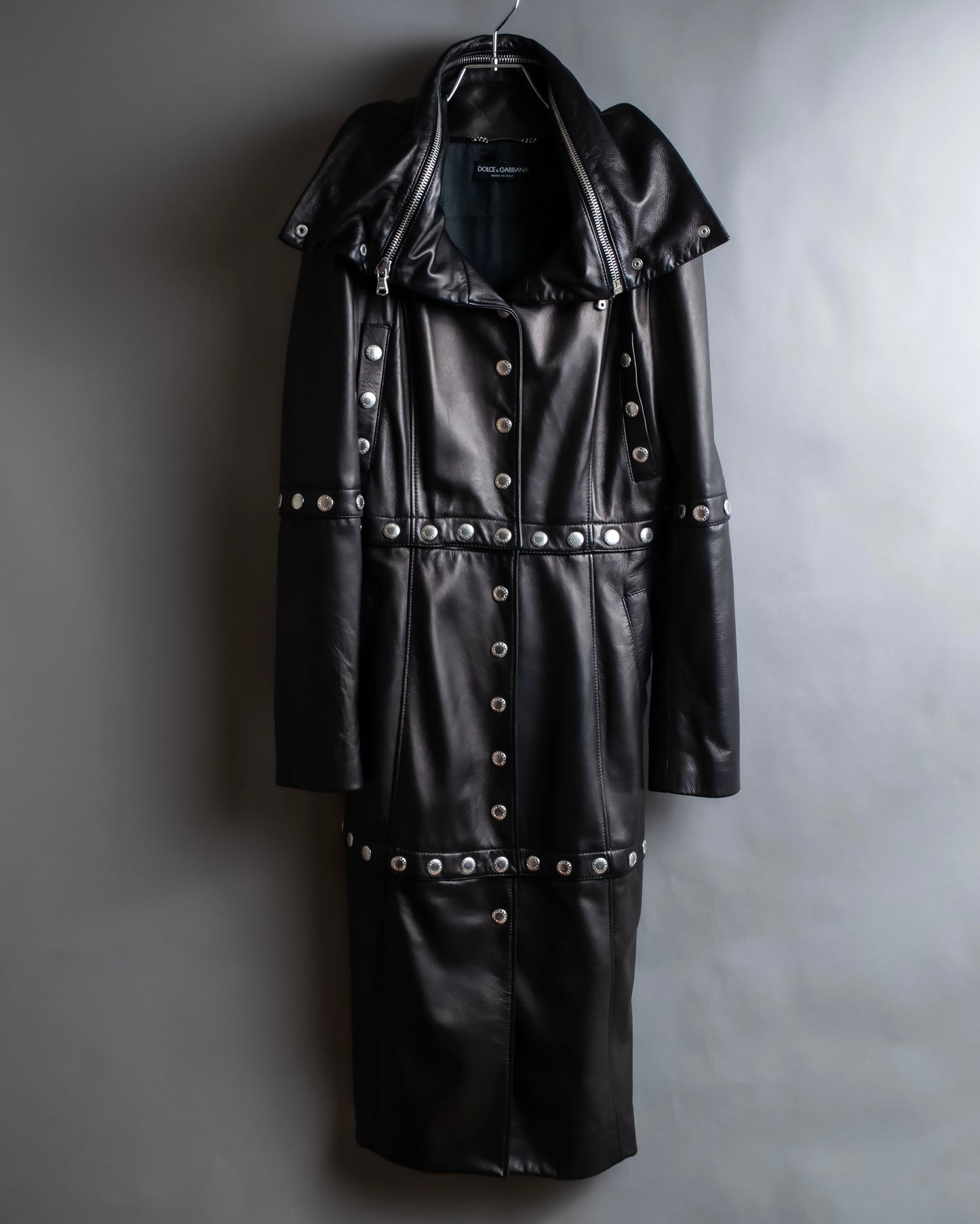 "Dolce & Gabbana" Silver stud design leather 2way coat