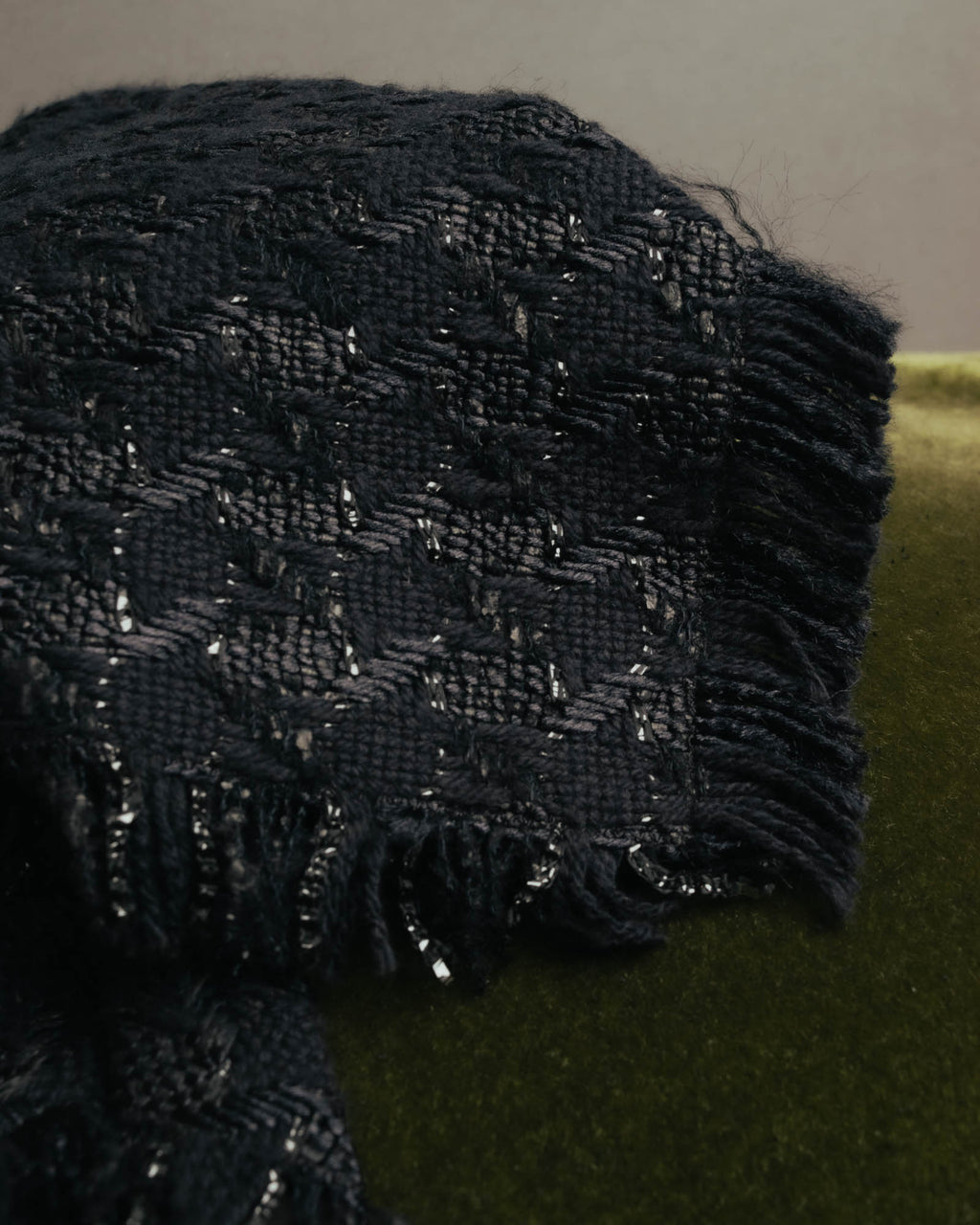 -SPECIAL- “CHANEL” 05Spring black tweed fringe necktie