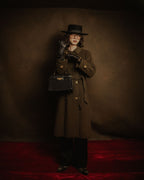 –SPECIAL– "CELINE" 80’s-90’s Triomphe button double breasted long coat