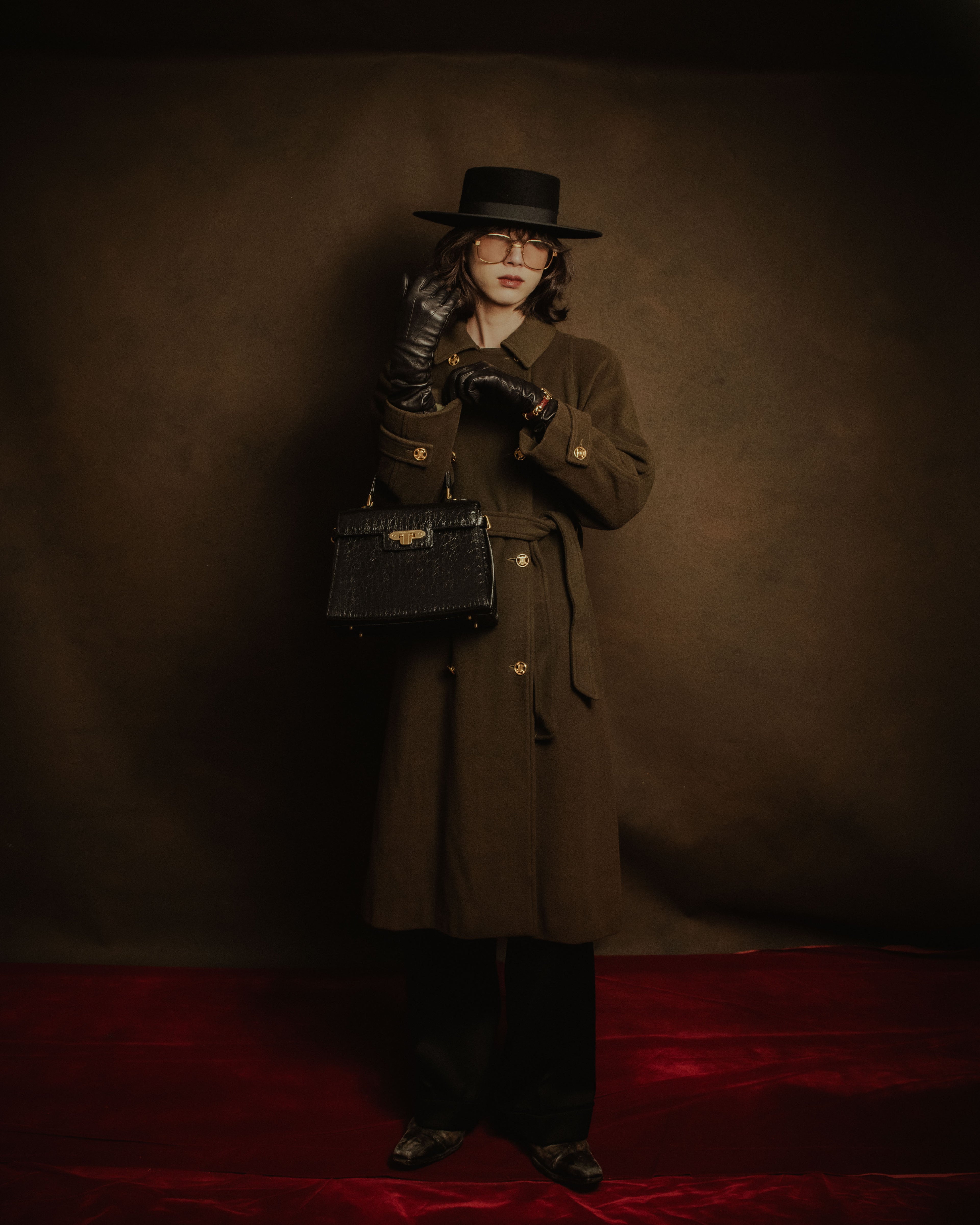 –SPECIAL– "CELINE" 80’s-90’s Triomphe button double breasted long coat