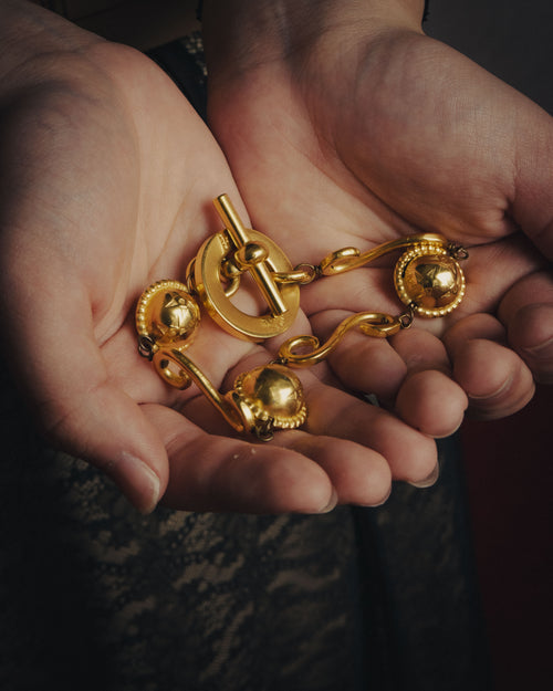 -SPECIAL- “CELINE” 80’s-90’s Sculptural gold tone motif bracelet