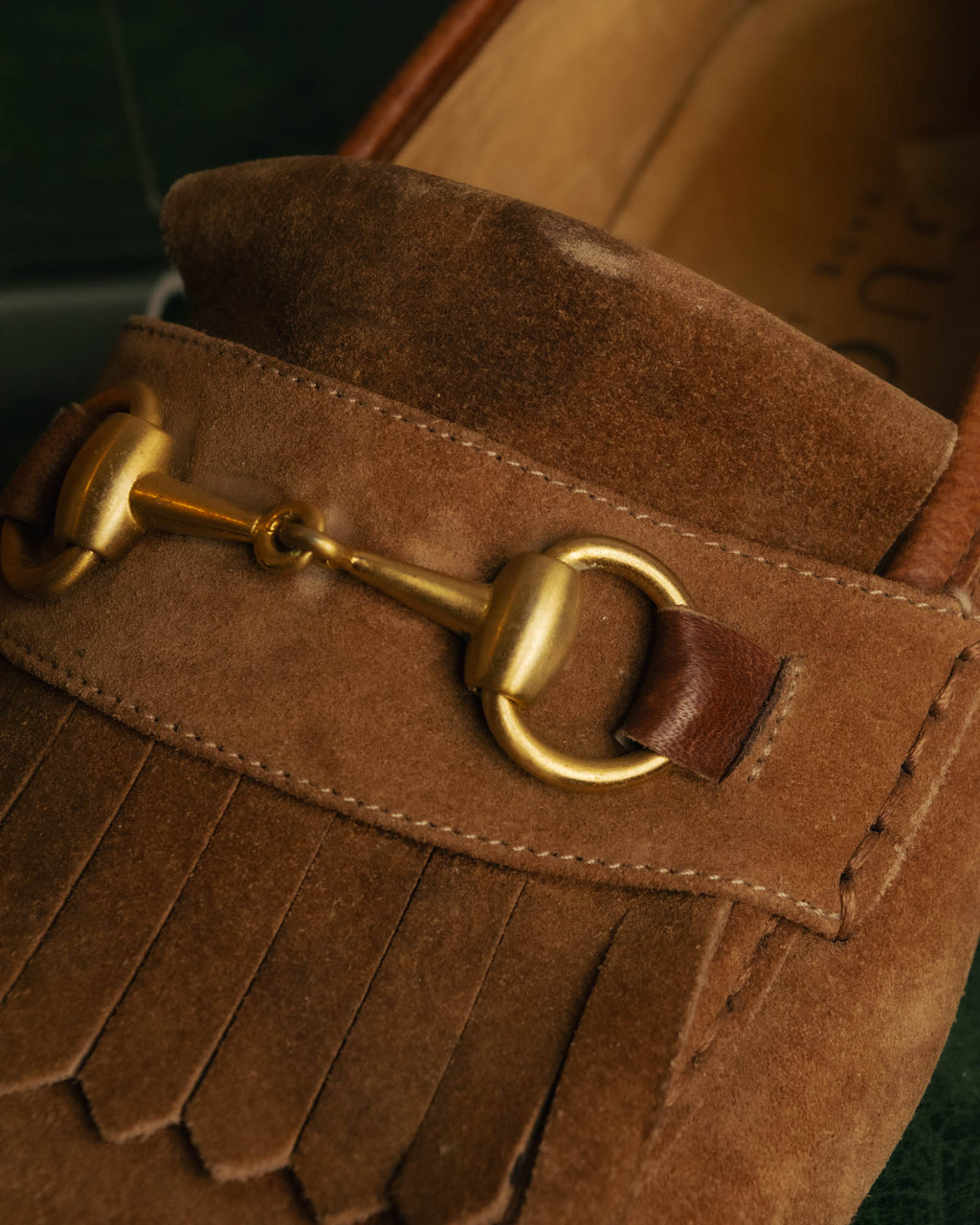 “GUCCI” 90’s-00’s Horsebit suede fringe loafers
