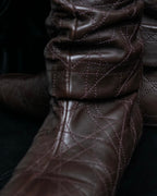 “Christian Dior” Brown Cannage leather long boots