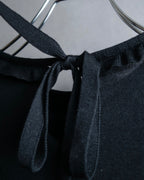 "VALENTINO" Ruffle＆lace design black knit