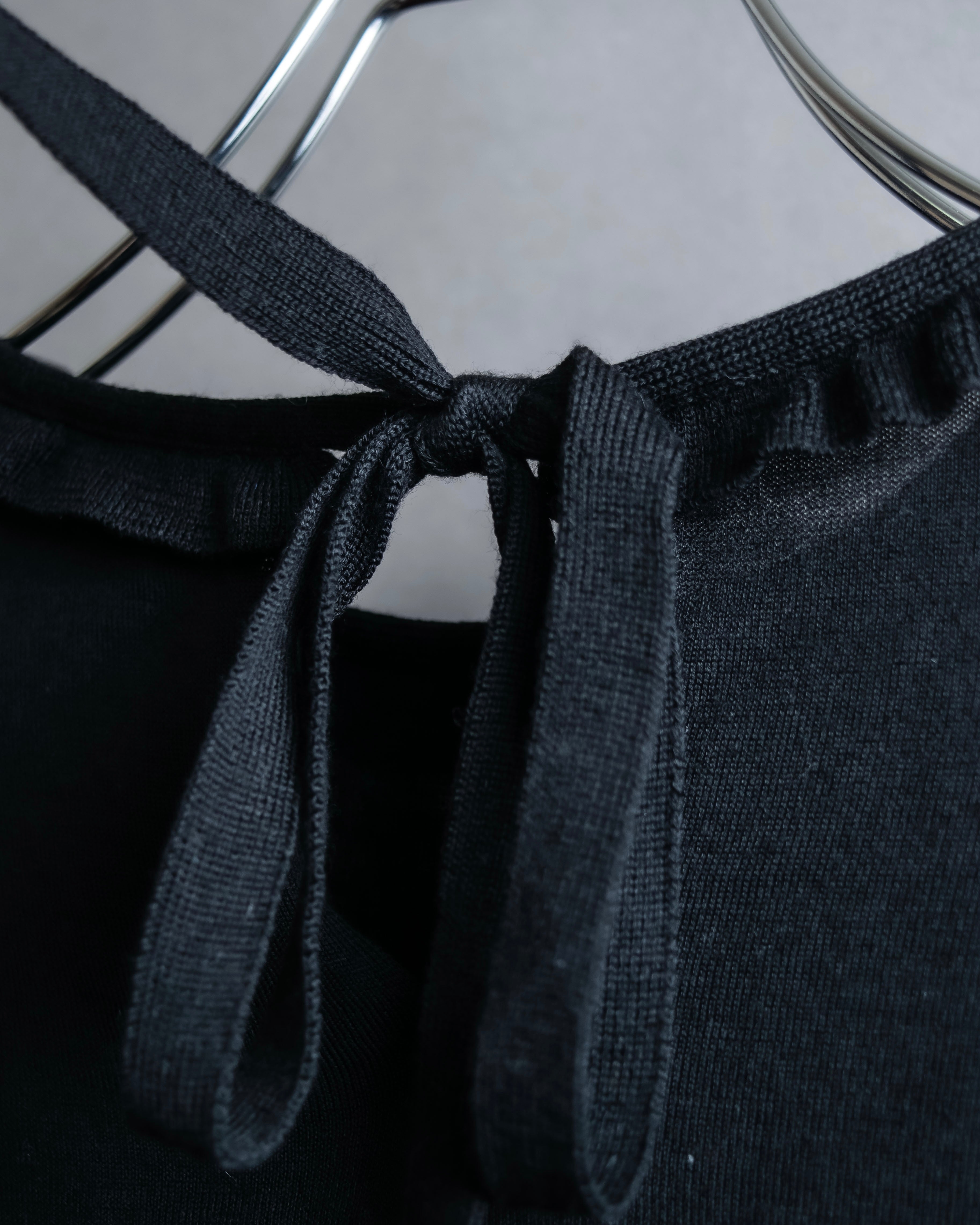 "VALENTINO" Ruffle＆lace design black knit