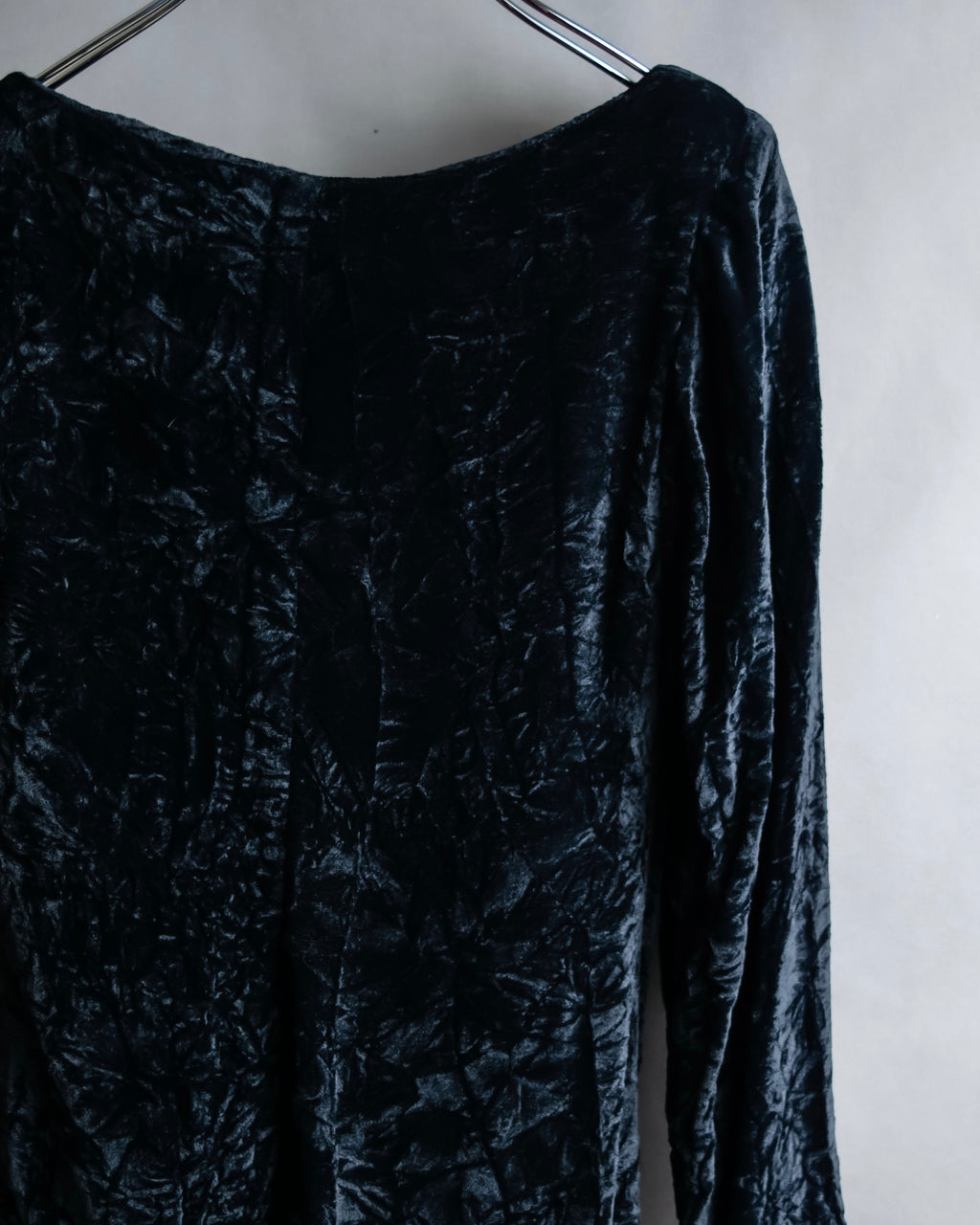 "Yves Saint Laurent Rive Gauche"
Draped neckline crushed velour dress