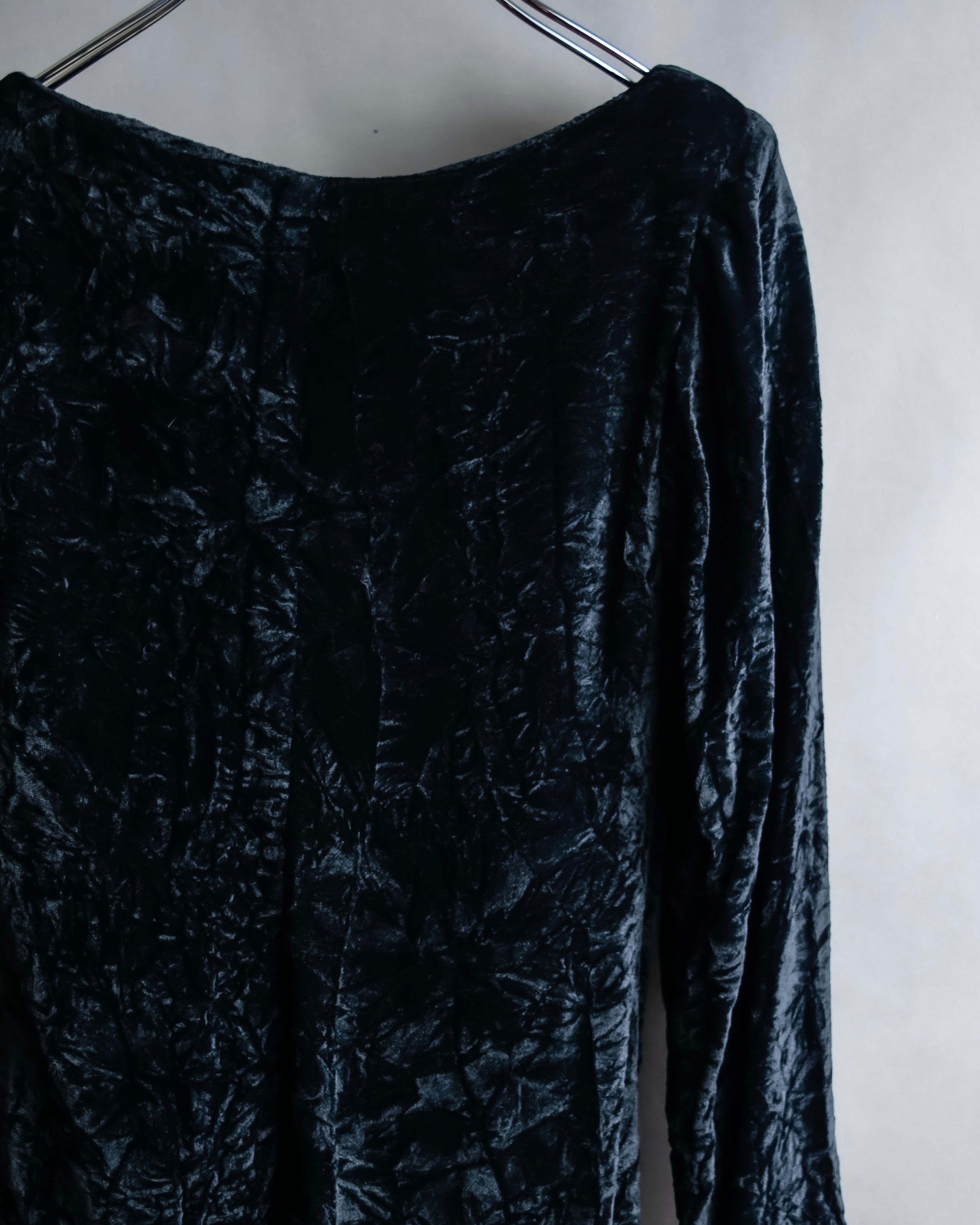 "Yves Saint Laurent Rive Gauche"
Draped neckline crushed velour dress