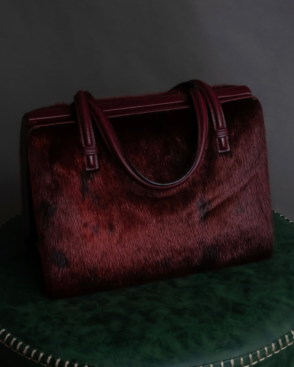 "LOEWE" Seal fur leather hand bag