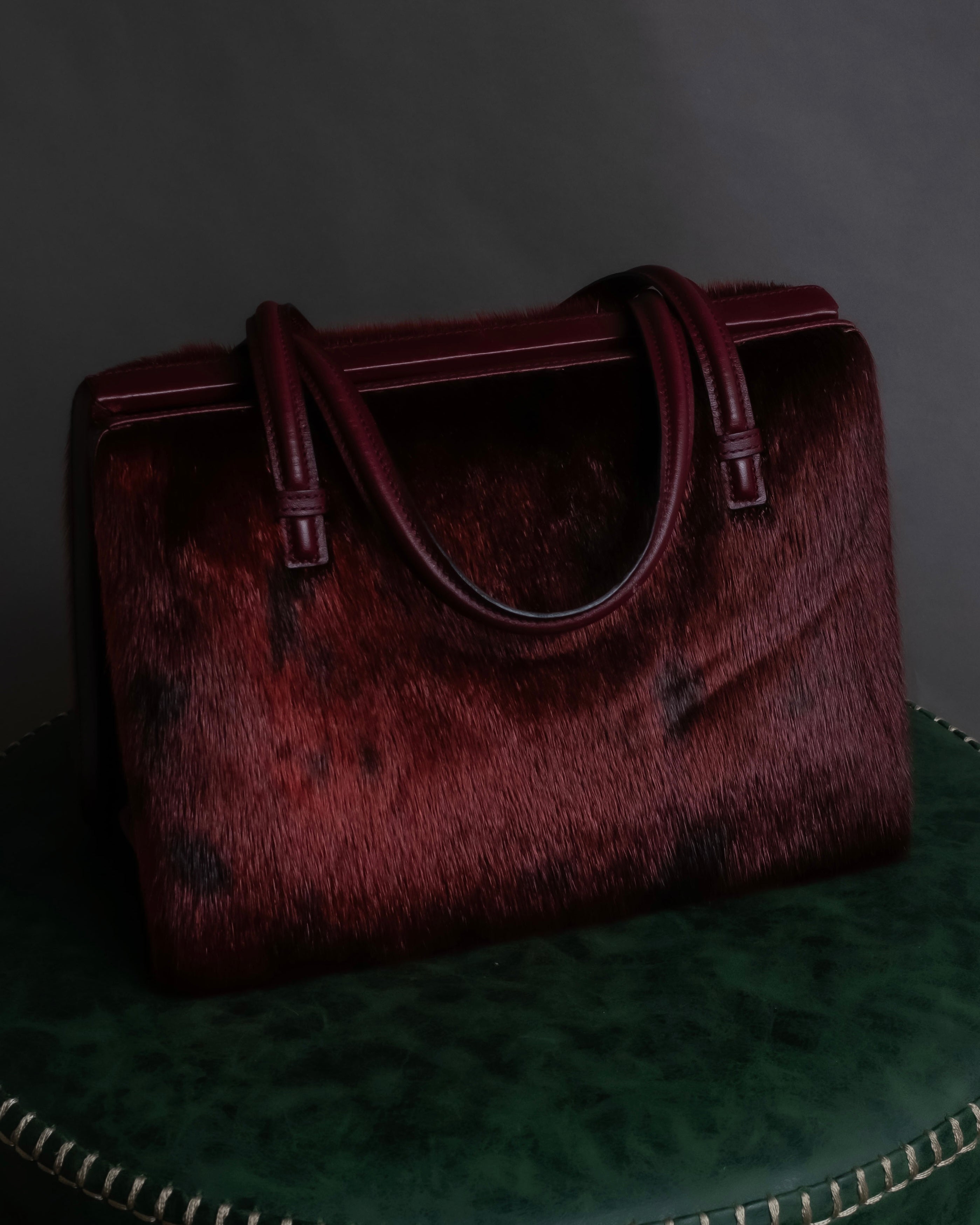 "LOEWE" Seal fur leather hand bag