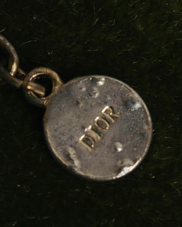 "Christian Dior" Rhinestone logo choker necklace