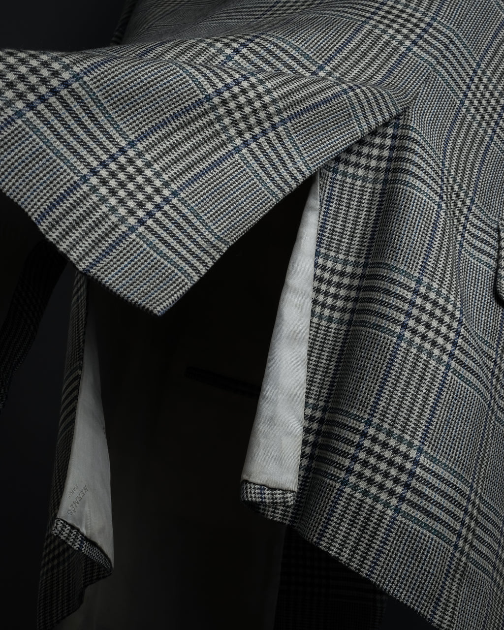 "HERMES" 90’s belvest silk wool linen peak lapel tailored jacket