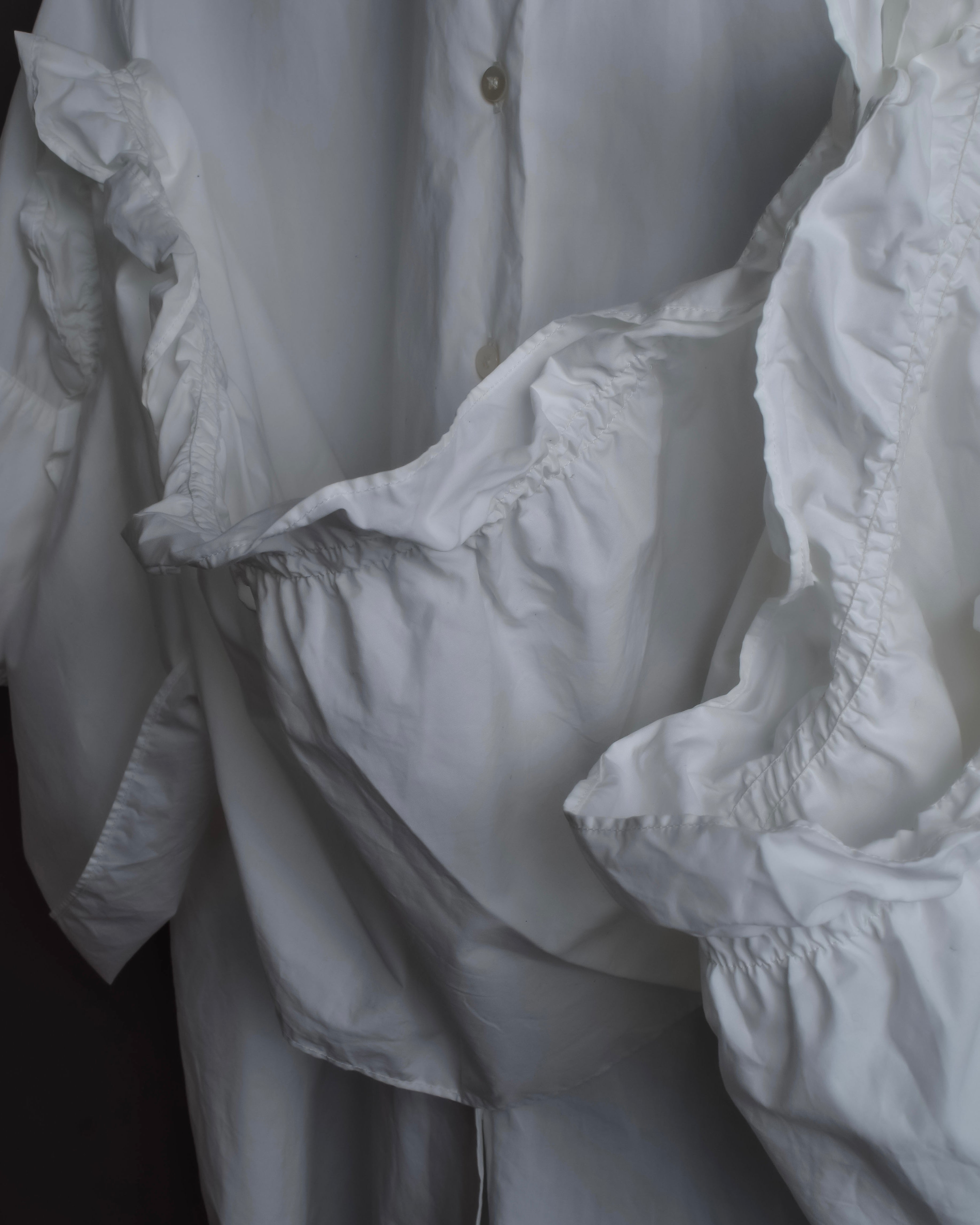 "MM6 MAISON MARGIELA" 20SS Frilled overlay cotton hybrid shirt