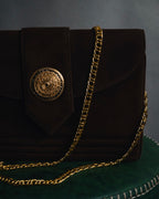 "Yves Saint Laurent" 80’s-90’s Concho suede chain shoulder bag