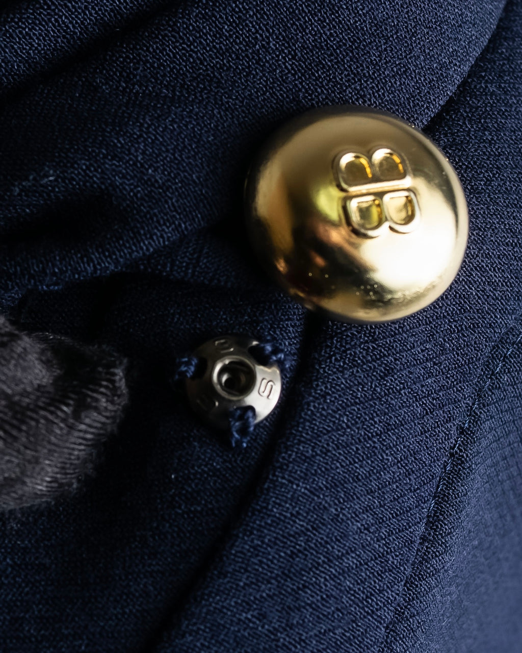 "BALENCIAGA" Gold button design navy color dress