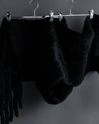 "CHOMBERT" Thick fringe design fur-like long muffler