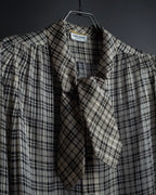 "Saint Laurent" Lame check pattern bow tie shirt